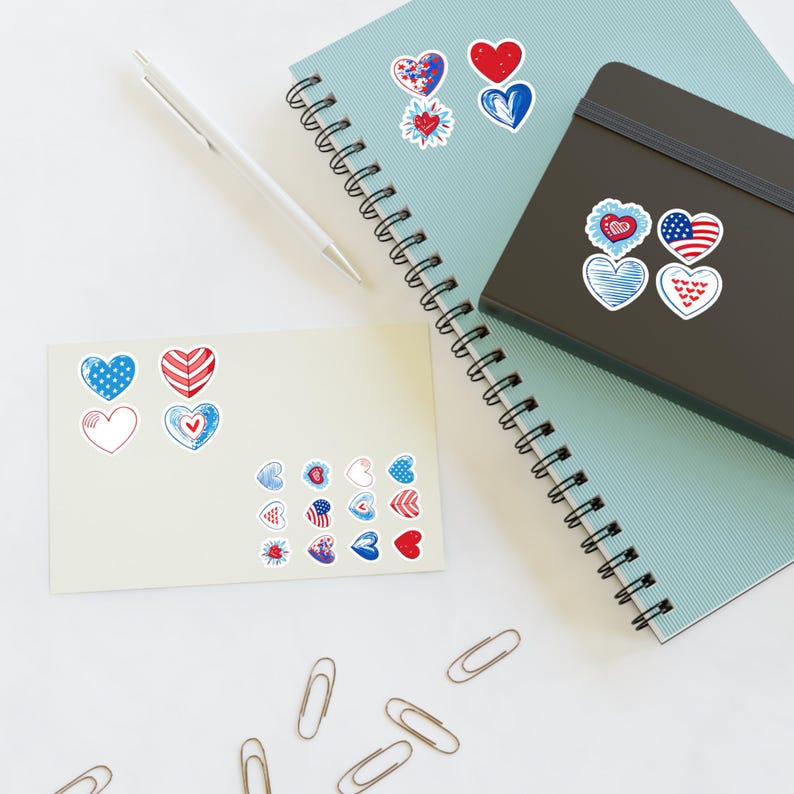 Patriotic Heart Sticker Sheets 6-inch x 4-inch Sticker Sheet image 2