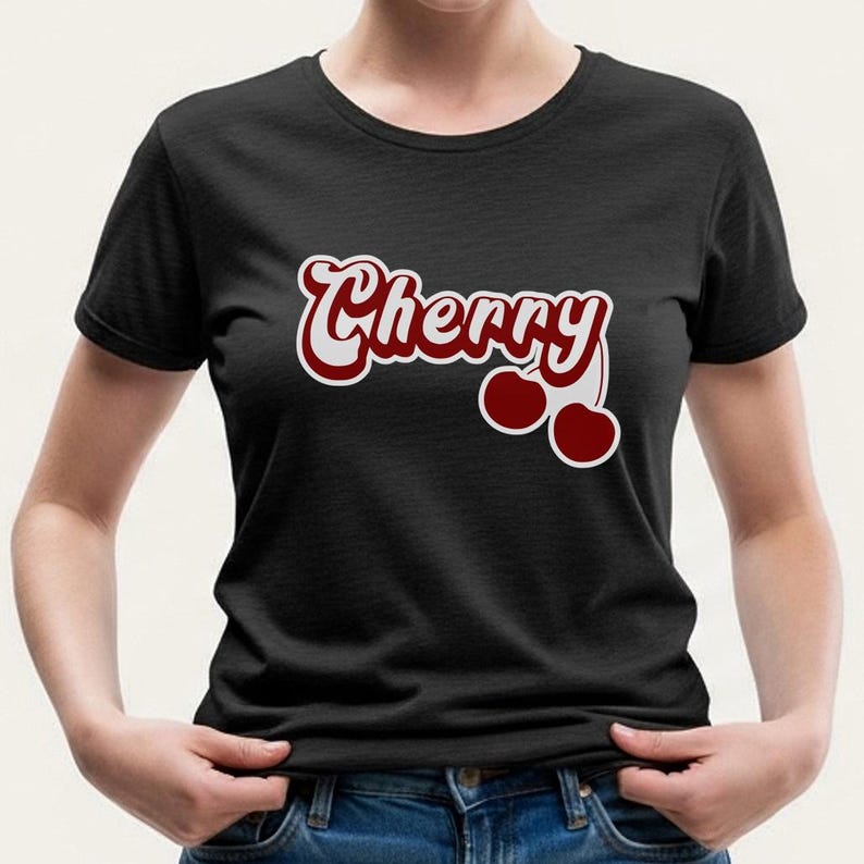 Cherry Graphic Tee, Retro Tshirt, Funky Design, Cute Graphic image 1