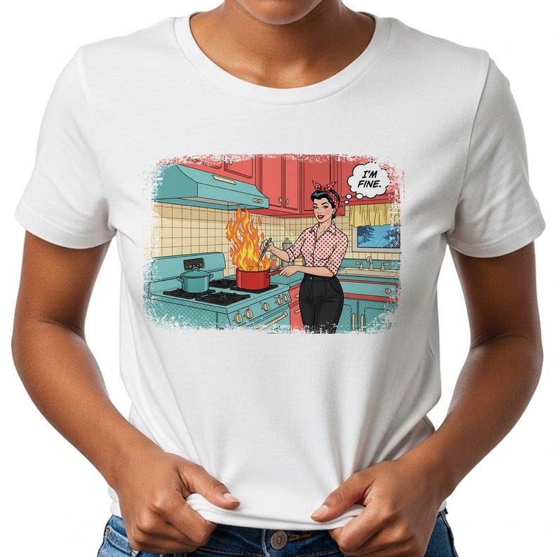 I'm Fine Graphic Tee, Retro Meme Shirt, Novelty Unisex Softstyle T-Shirt, Funny Tee, Vintage T-Shirt, Sarcastic Shirt, Gift for Meme Lover, image 1