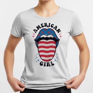 American Girl Graphic Tee. 4th of July Shirt, Red White and Blue, Independence Day T-shirt, Freedom Tee