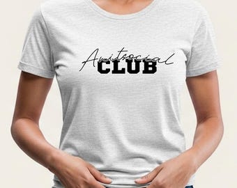 Antisocial Club Graphic Tee, Trendy Introvert Shirt, Unisex Softstyle T-Shirt, Introverted Apparel, Funny Tee for Quiet People