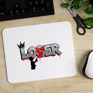 Loser to Lover Graffiti Mouse Pad - Urban Office Decor, Gamer Gift, Stylish Desk Accessory, Fun Home Office, Unique Gift Idea image 1