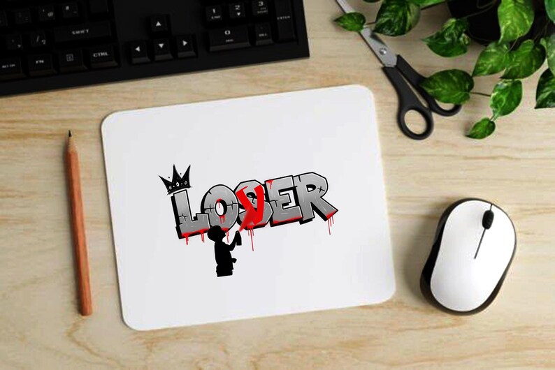 Loser to Lover Graffiti Mouse Pad - Urban Office Decor, Gamer Gift, Stylish Desk Accessory, Fun Home Office, Unique Gift Idea image 1