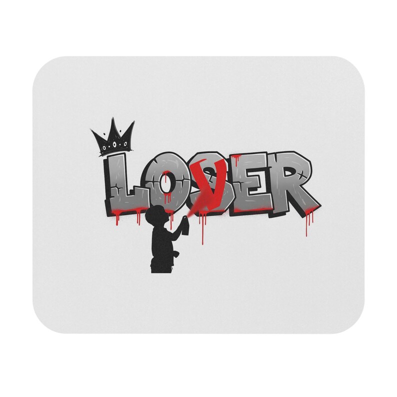 Loser to Lover Graffiti Mouse Pad - Urban Office Decor, Gamer Gift, Stylish Desk Accessory, Fun Home Office, Unique Gift Idea image 2