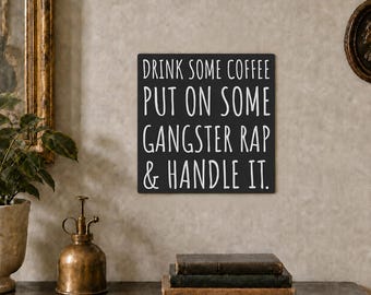 25 x 25 cm Leinwanddruck „Trinken Sie einen Kaffee“ Auf der Leinwand 25 x 25 cm