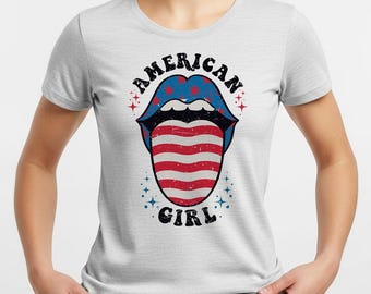 American Girl Graphic Tee. 4th of July Shirt, Red White and Blue, Independence Day T-shirt, Freedom Tee