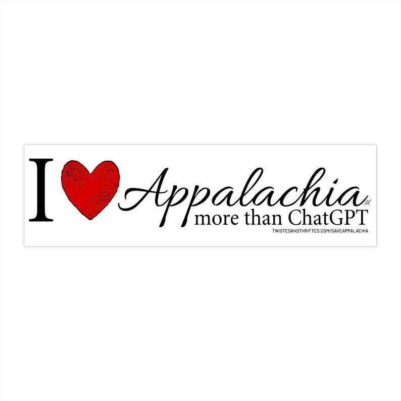 Bumpersticker I Heart Appalachia - stop datacenters, bescherm onze wilde en prachtige bergen, zeg nee tegen het Amerikaanse bedrijfsleven afbeelding 3