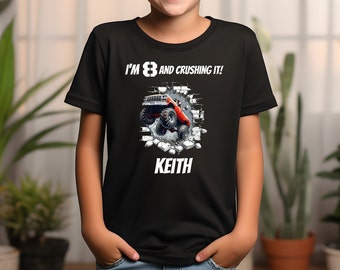 Camisa de cumpleaños personalizada para niños, camisa de cumpleaños de Monster Truck para niños, camisa de Monster Truck para niños, fiesta de cumpleaños de Monster Truck, camisa de cumpleaños de camión