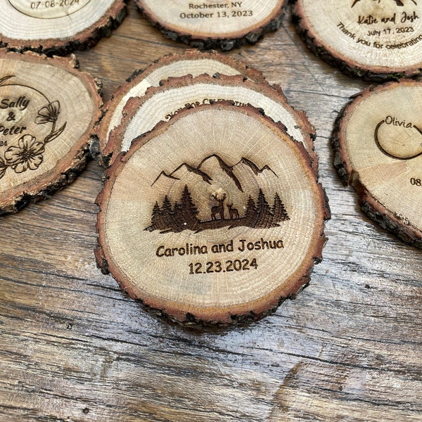 Wedding coaster favors for guests in bulk, Personalized wooden coasters, Wedding favors, Custom engraved wood coasters, Wedding coasters set