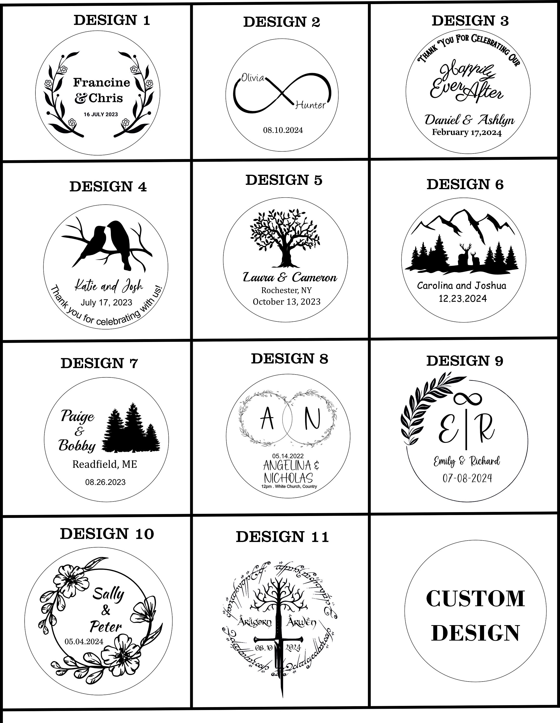 Wedding Coaster Favors for Guests in Bulk, Personalized Wooden Coasters