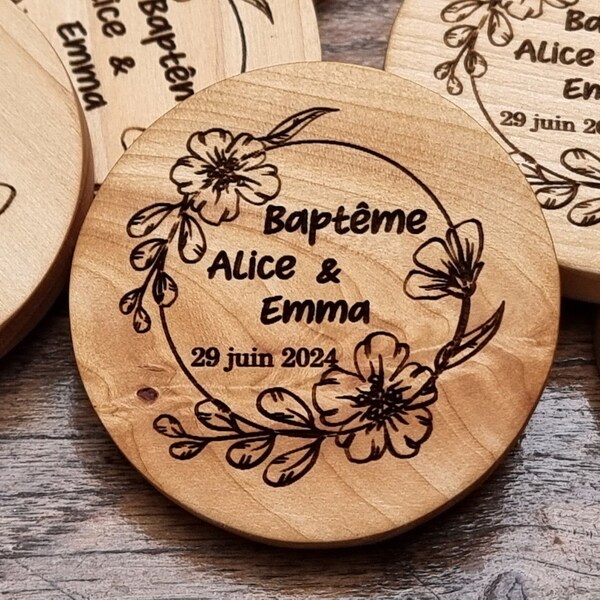 Personalized Round Wood Magnetic Bottle Openers, Refrigerator Bottle Opener, Wedding Favors for Guests, Gift for Her, Bachelor Party