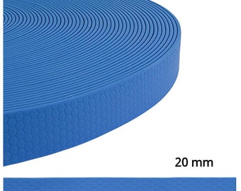 Hexa Biothane band blauw, verkocht per meter, 20 mm breed, robuust, vuil- en waterafstotend, voor het maken van halsbanden, riemen, paardenaccessoires