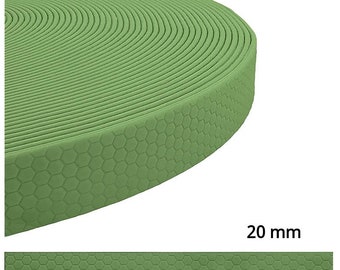 Hexa Biothane Gurtband Olivgrüne Meterware 20mm breit, Robust Schmutz-& Wasserabweisend, zur Herstellung von Halsbänder Leinen Pferdezubehör