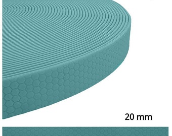 Cinta Hexa Biothane Cian pastel Vendido por metro 20 mm de ancho Robusto Repelente de suciedad y agua para hacer collares, correas y accesorios para caballos