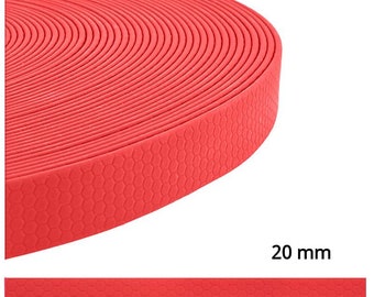 Hexa Biothane band rood, verkocht per meter, 20 mm breed, robuust, vuil- en waterafstotend, voor het maken van halsbanden, riemen, paardenaccessoires