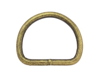 5 x D-Ring 10mm bis 50mm Antikes Messing Robuster Metall-D-Ring mit Schweißnaht für Halsbänder, Geschirre und Handwerksprojekte