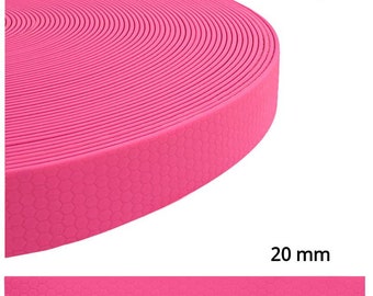 Fettuccia Hexa Biothane rosa fluo, venduta al metro, larga 20 mm, robusta, resistente allo sporco e all'acqua, per realizzare collari, guinzagli, accessori per cavalli