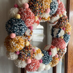 Easter Pompom Wreath Modern Wreath Door Wreath Front Porch Decor Front Door Wreath Unique Decor Home Decor Spring Wreath Easter Decor image 5