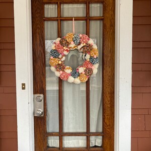 Easter Pompom Wreath Modern Wreath Door Wreath Front Porch Decor Front Door Wreath Unique Decor Home Decor Spring Wreath Easter Decor image 8