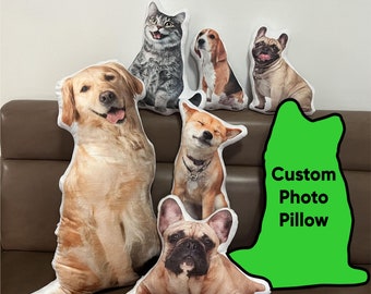 Custom Pet Photo Pillow, Personalized Double Sided Print, Plush Throw Pillow, 3D Shaped Pillow, Cat Picture Cushion, Unique Pet Lovers Gifts