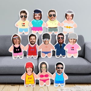 Personalized 3D Face Photo Pillow, Funny Human Head Pillow, My Face Pillow, Face on Costume Body Style, Cute Girlfriend Boyfriend Kid Gift