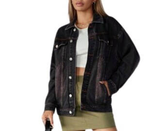 Damen Jeansjacke | Lässige Oversized Vintage Jeansjacke | Handgemachte Baumwolle Jacke | Damenmode | Geschenk für Sie | Klassische Jeansjacke