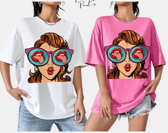 Trendiges Oversized T-Shirt mit Grafik-Design | Frauen Casual Sommer T-Shirt | Charakter Print Shirt | T-Shirt für Mädchen | Drucken Tshirt Frauen