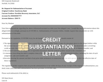 Credit Substantiation Letter