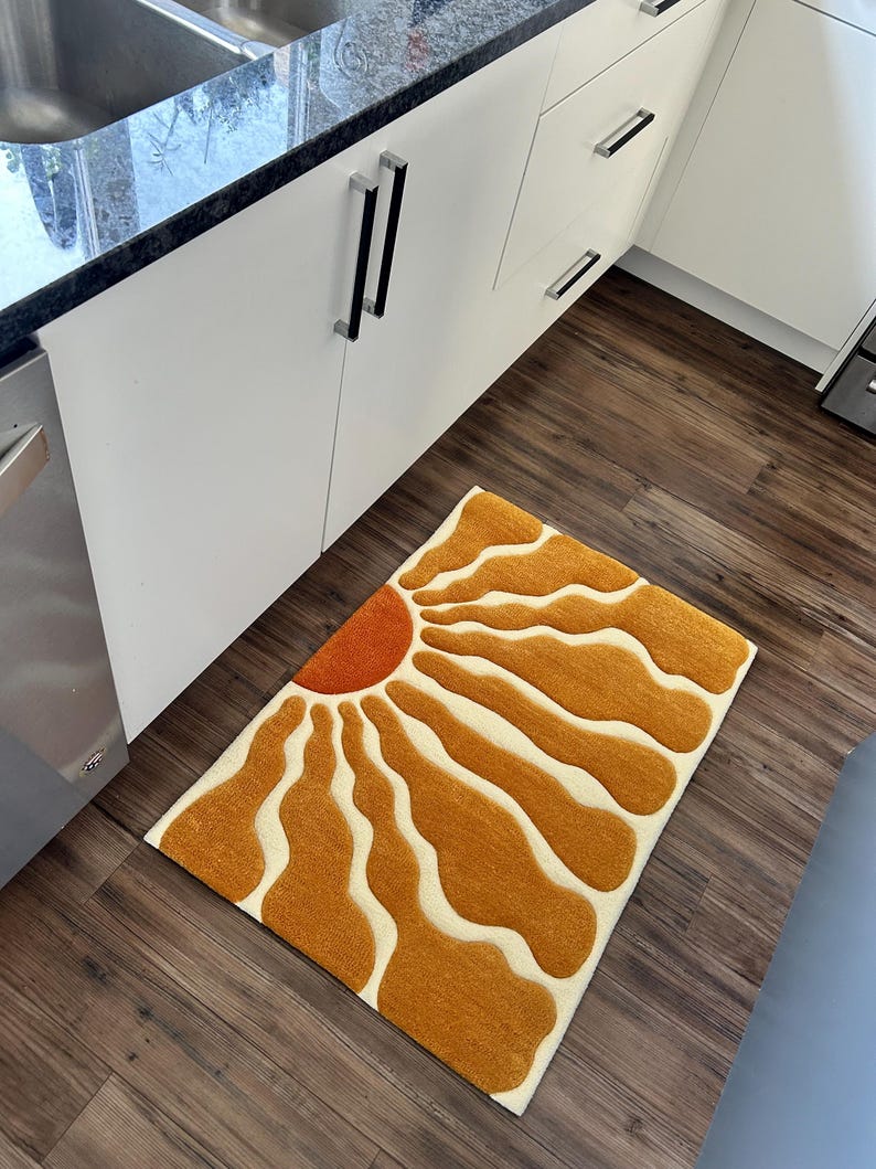 Wavy Sun Hand Tufted Rug - Etsy
