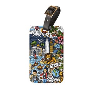 Colorful Travel Luggage Tag | Fun Travel Accessory, Baggage Identifier, Personalized Gift, Adventure Decor, Vacation Essentials