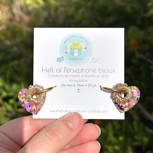 Heart and Flower Earrings, Stainless Steel Hoop Earrings for Women and Children, Interchangeable Double Heart and Flower Tassels