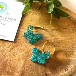 Interchangeable Resin Hoop Earrings, Interchangeable Butterfly Tassels, Stainless Steel Hoop Earrings for Women and Children
