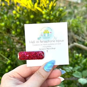 Glitter Resin Hair Barrette, Budget Gift Idea, Crocodile Clip for Women and Children, Hair Accessory