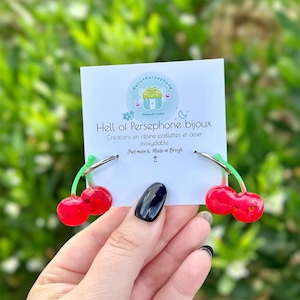 Interchangeable Hoop Earrings with Red Cherry Tassel, Stainless Steel Hoop Earrings for Women and Children