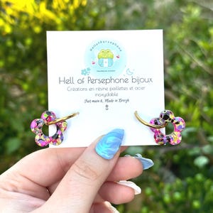 Flower Earrings, Stainless Steel Hoop Earrings for Women and Children, Interchangeable Flower Tassels