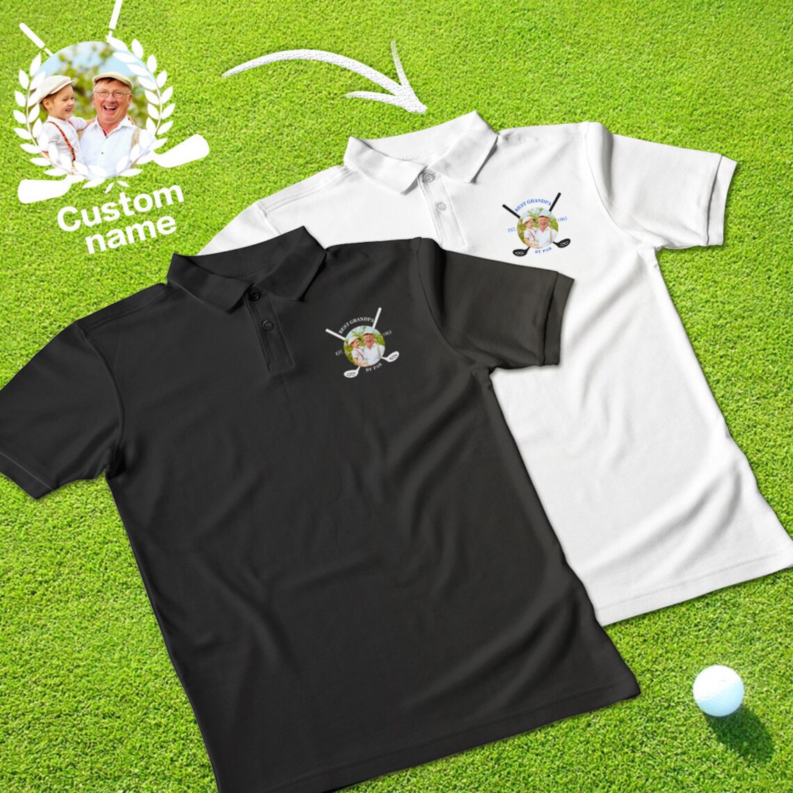 Custom Golf Polo Shirts Personalized Name Photo Men's Polo Tee Shirt Etsy