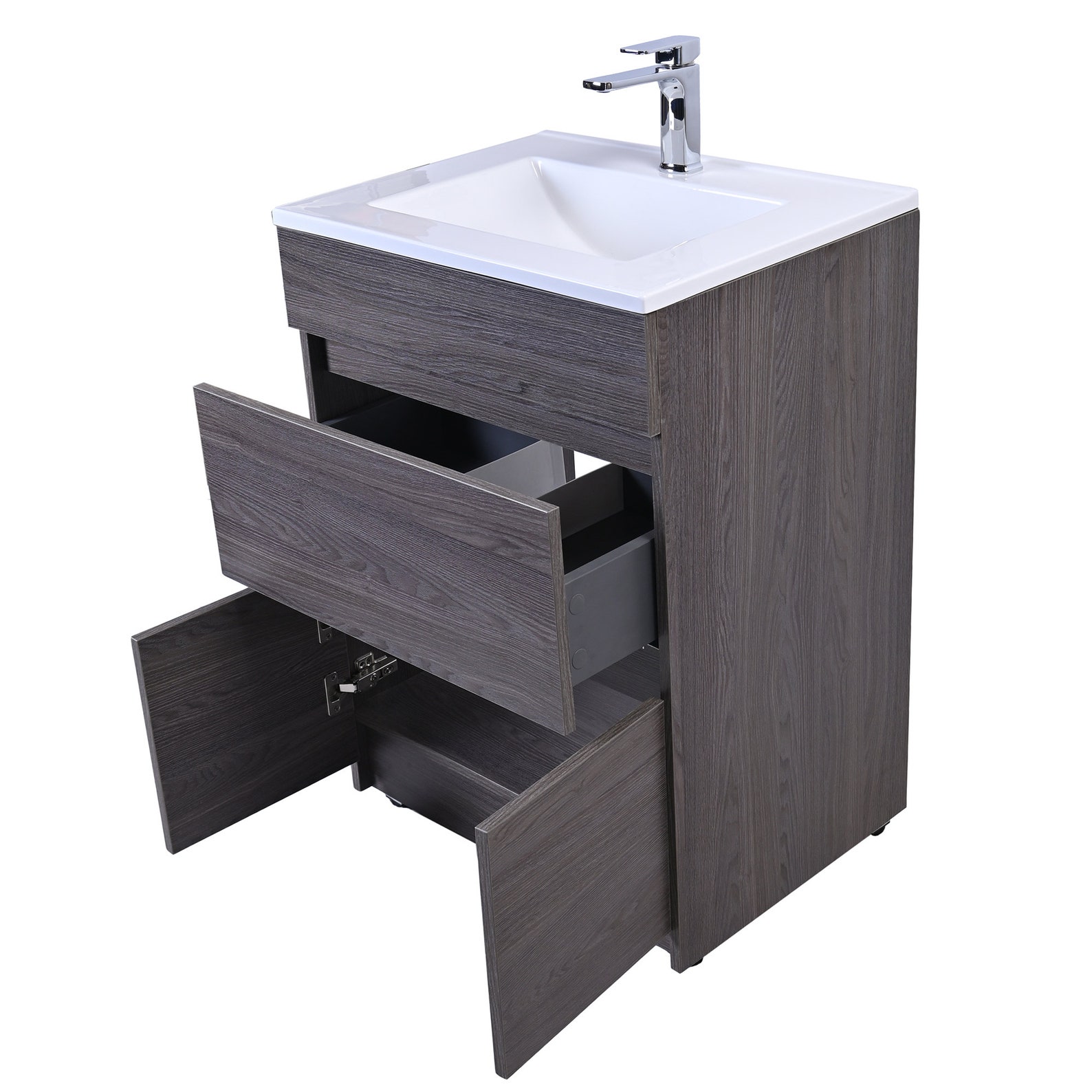 Free Standing Single Bathroom Vanity With Drawer & 2 Soft Closing Doors ...