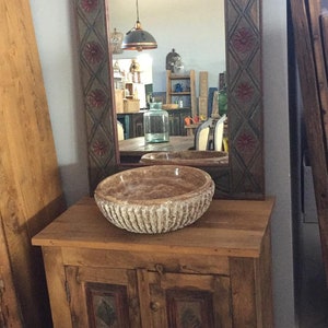 Handmade Brown Stone Sink: Elegant Vintage Bathroom, Kitchen