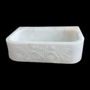 Handcrafted White Marble Sink, Bathroom-Kitchen Sink