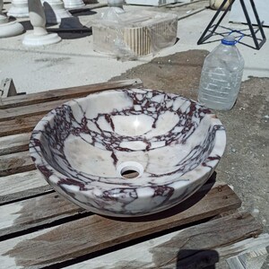Handmade Calacatta Viola Marble Sink: Vessel Bathroom Vanity