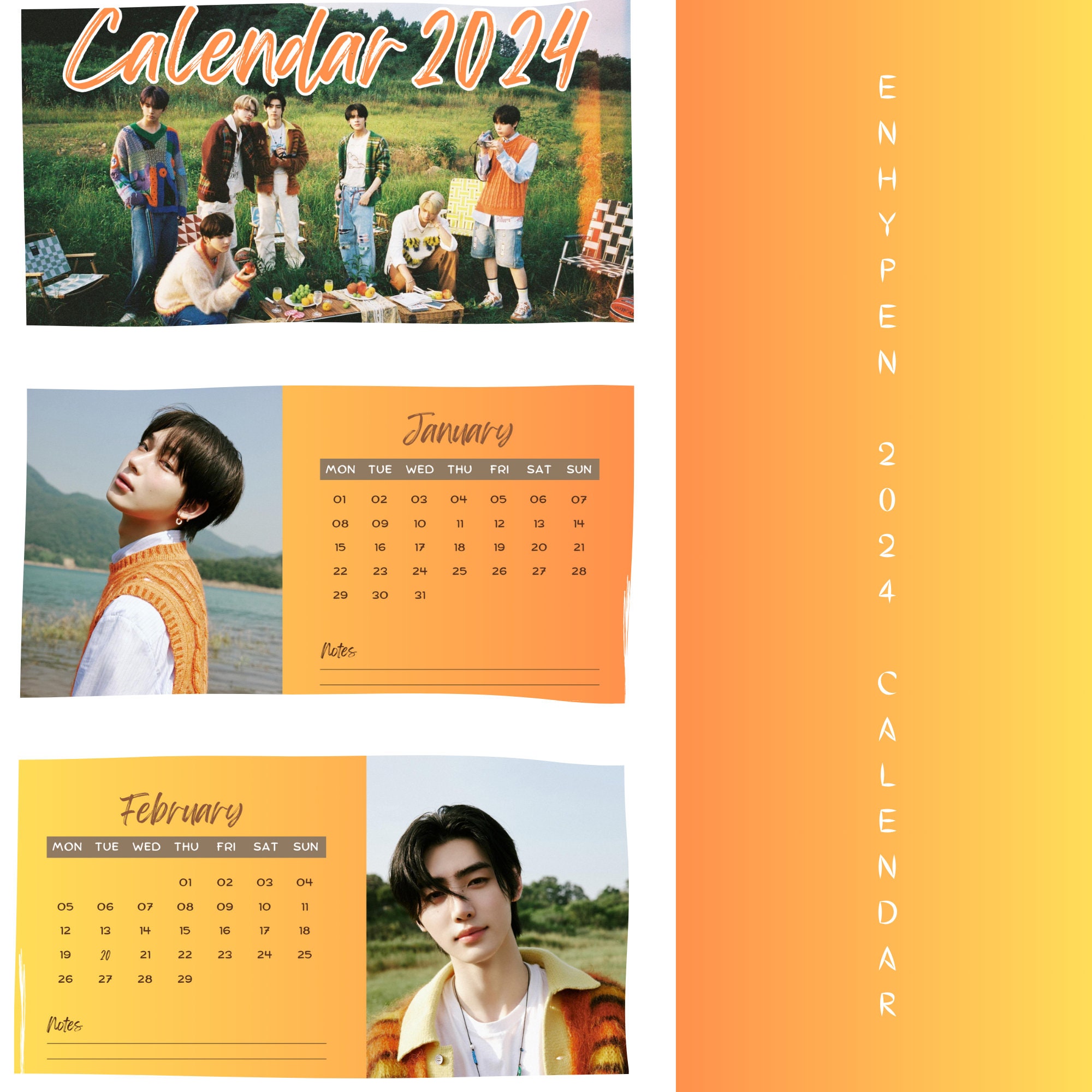 Enhypen 2024 Calendar Kpop Kpop Calendar Engene Etsy Australia