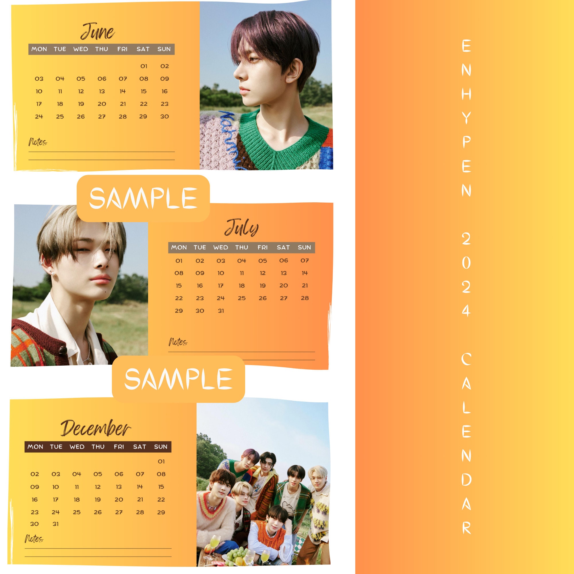 Enhypen 2024 Calendar Kpop Kpop Calendar Engene Etsy Australia