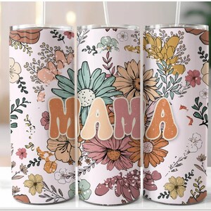 MAMA pastel flower tumbler 20oz skinny