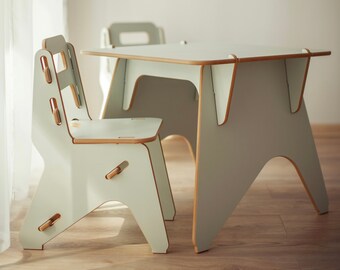 Ensemble table et chaise carrée pour enfants Upro® NANDO/HIRUSTER, vert. Table et chaise de salle de jeux. Ensemble d'activités