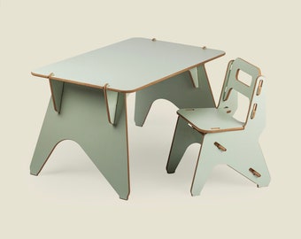 Ensemble table et chaises pour enfants Upro® NANDO/HIRUSTER, vert. Table et chaise de salle de jeux. Ensemble d'activités