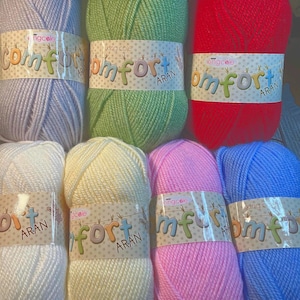 King Cole Comfort Aran 100g - Softest Worsted Weight Baby Knitting and Crochet Yarn - Acrylic and Nylon - 27 Shades