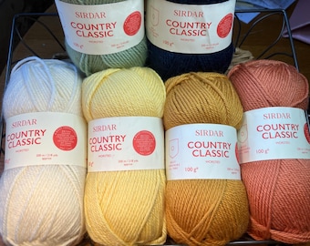 Sirdar Country Classic Worsted Weight 100g - 6 Shades - Merino Blend Yarn
