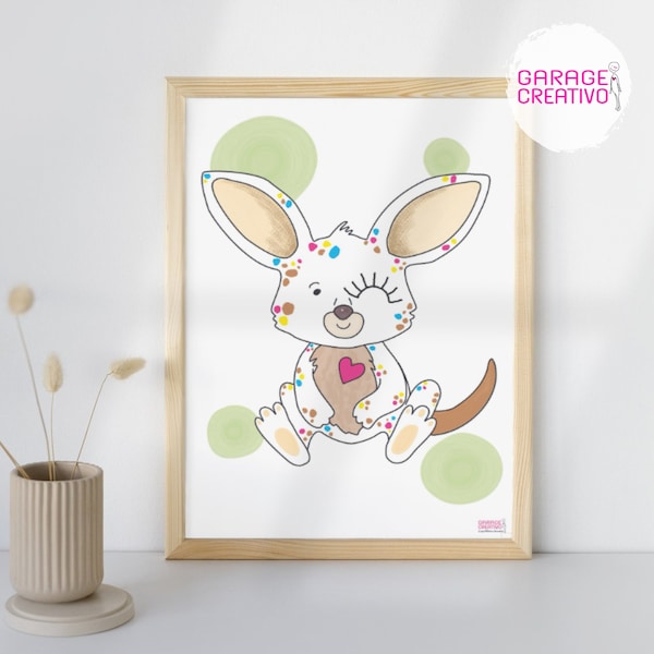 Cute Kangaroo Australian Animal  Nursery Wall Art, Funny Colorful Kids Room Decor, Baby Gift Idea, Digital Download