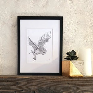 Owl Charcoal Drawing 6x9, Owl Art ; painting, handmade, Original Art, Original Drawing, Owl Painting, Owl Drawing, black and white wall art