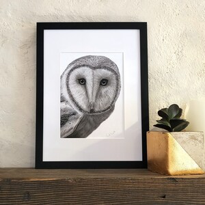 Owl Charcoal Drawing 6x9, Art ; painting, handmade, Original, black and white wall art